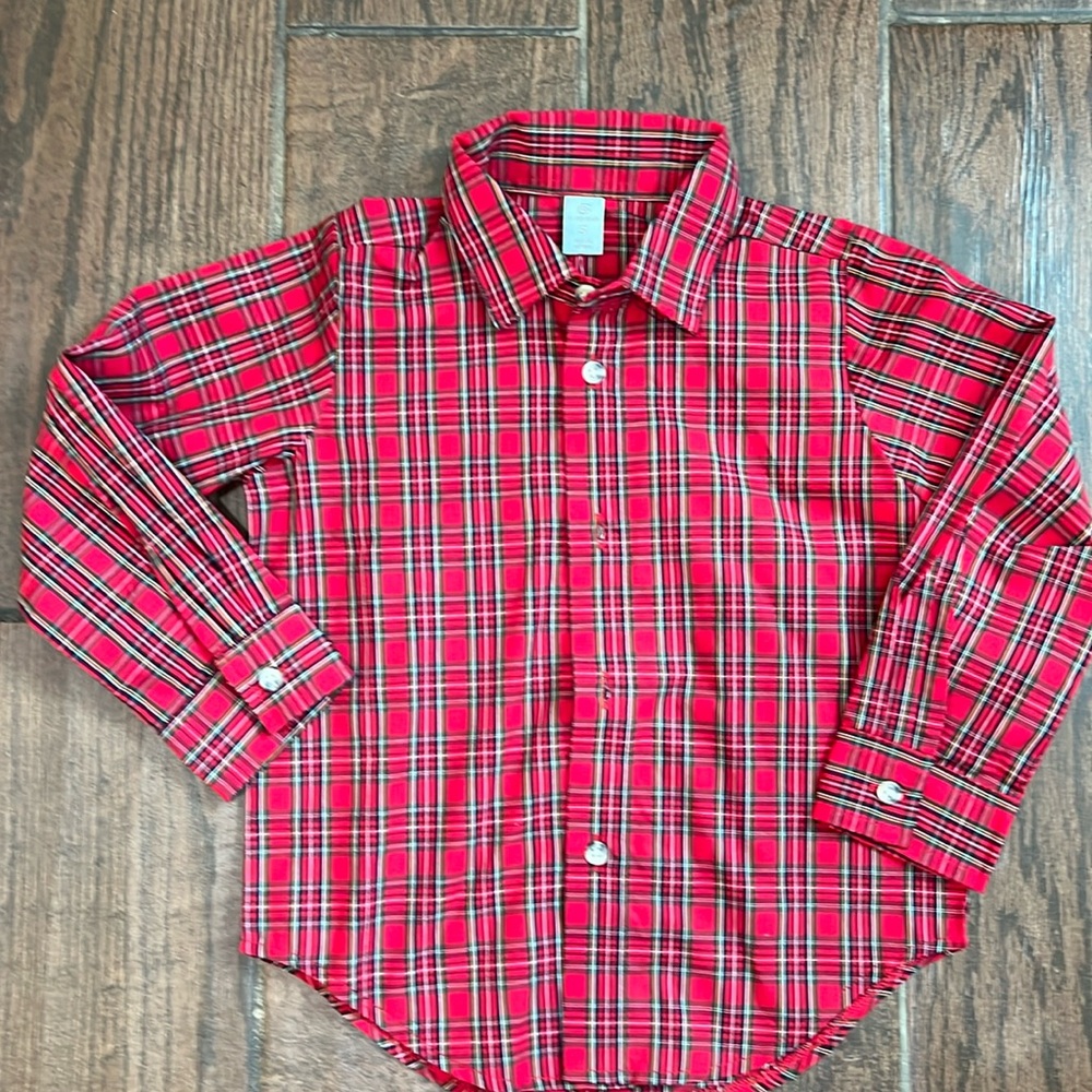Boys Plaid Holiday Button Down Shirt